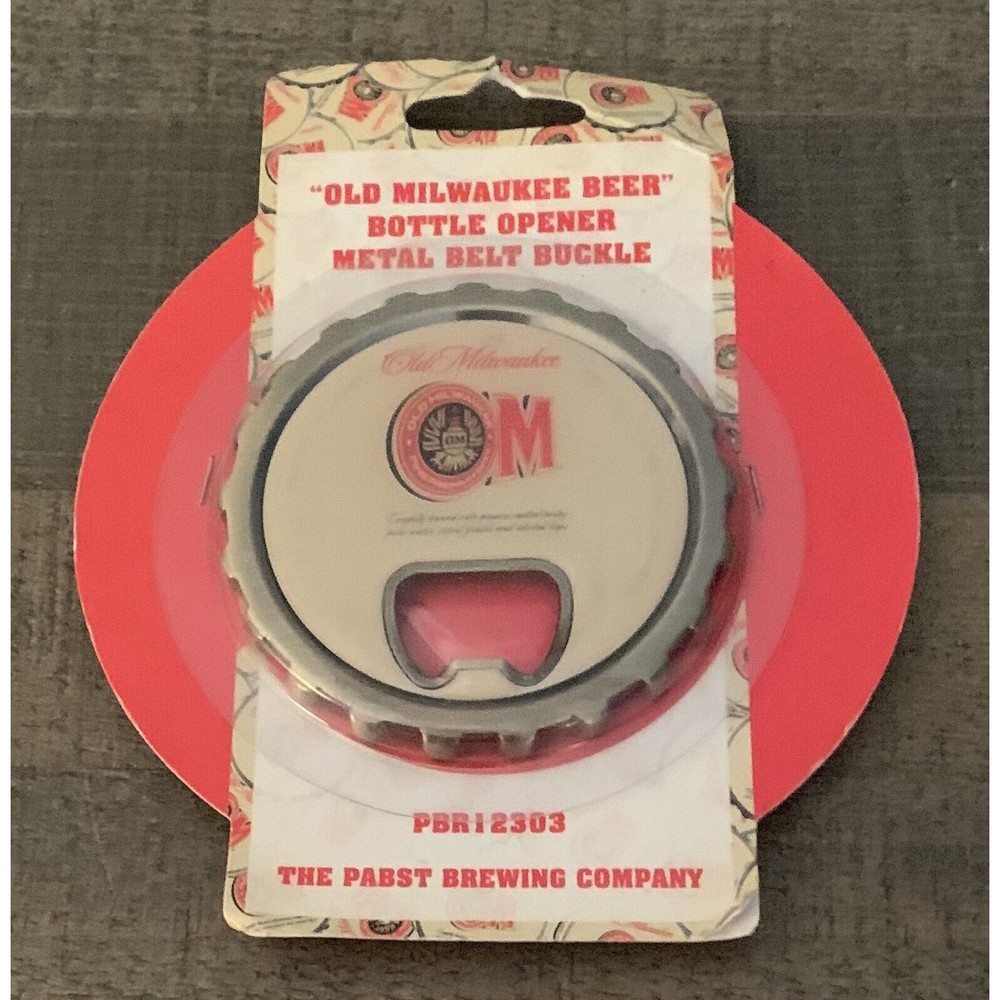 Old Milwaukee Beer Bottle Opener Metal Belt Buckle Pabst Brewing Company NEW